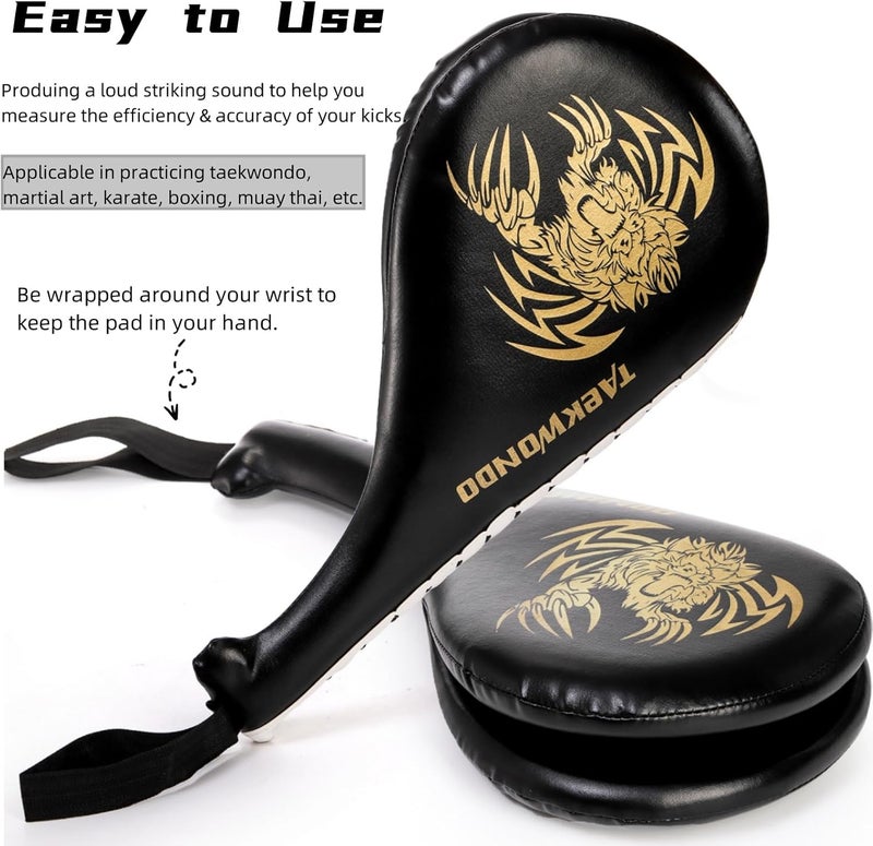 Tlence 2 Pack Taekwondo Kick Pads, 15 x 7.5 x 2 inch Double Kicking Target Paddles, PU Leather Martial Arts Training Pad, TKD Strike Kickboxing Punching Sparring Equipment for Youth Adult - Image 5